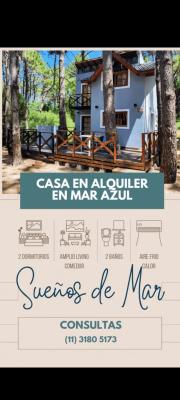 Casa en alquiler en Villa Gesell. 3 ambientes, 2 baños y capacidad de 1 a 6 personas. 